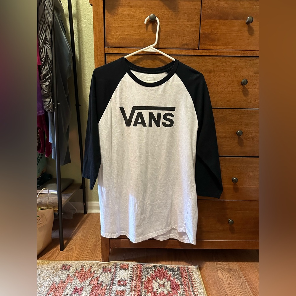 Vans Black/White Basics Raglan Tee (Large)